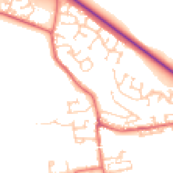 Daytime road noise heatmap for DL2 1JF