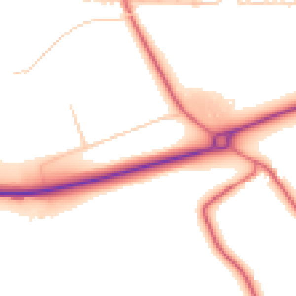Daytime road noise heatmap for DL2 1RQ