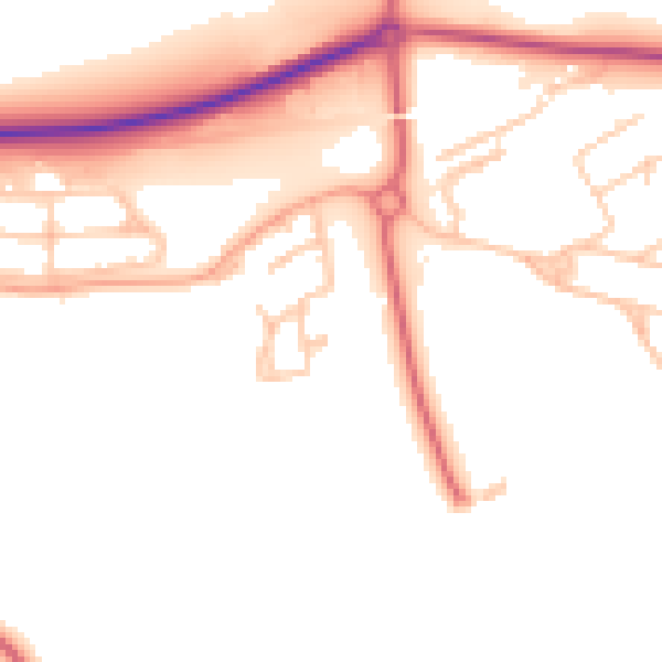 Daytime road noise heatmap for DL2 1UZ