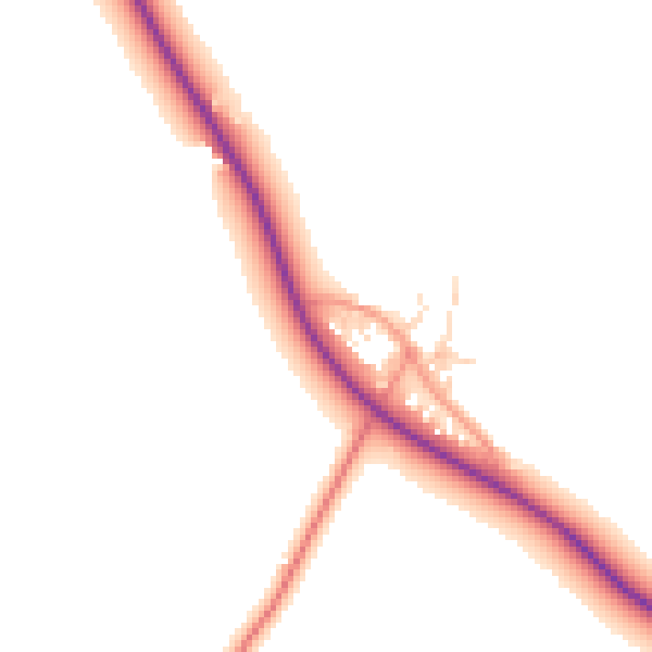 Daytime road noise heatmap for DL2 2PZ