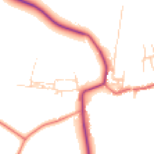 Daytime road noise heatmap for DL2 2SQ