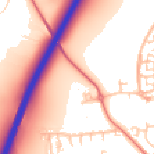 Daytime road noise heatmap for DL2 2WE