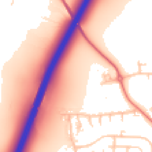 Daytime road noise heatmap for DL2 2WG