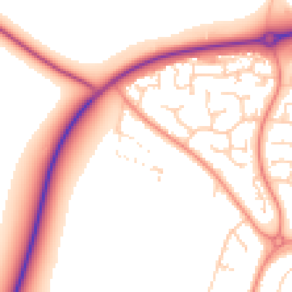 Daytime road noise heatmap for DN15 8UF