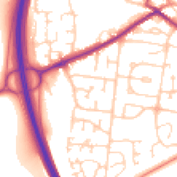 Daytime road noise heatmap for DN18 5TA
