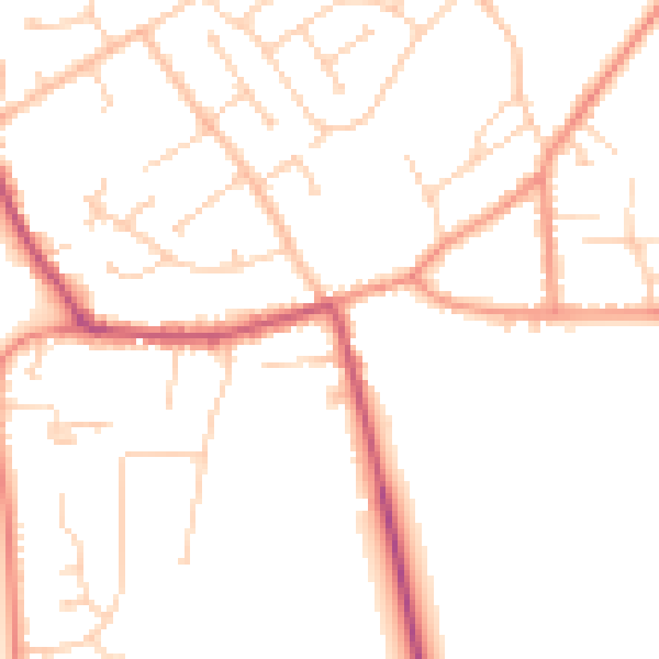 Daytime road noise heatmap for DN20 0AA