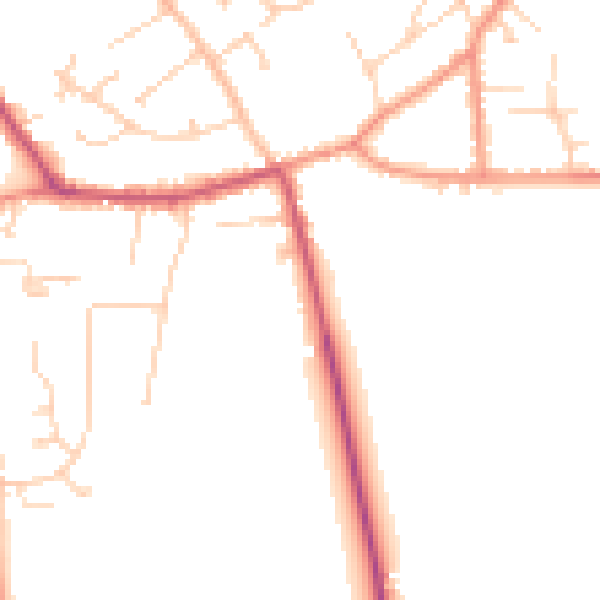Daytime road noise heatmap for DN20 0AF