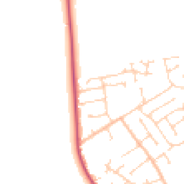 Daytime road noise heatmap for DN20 0AZ
