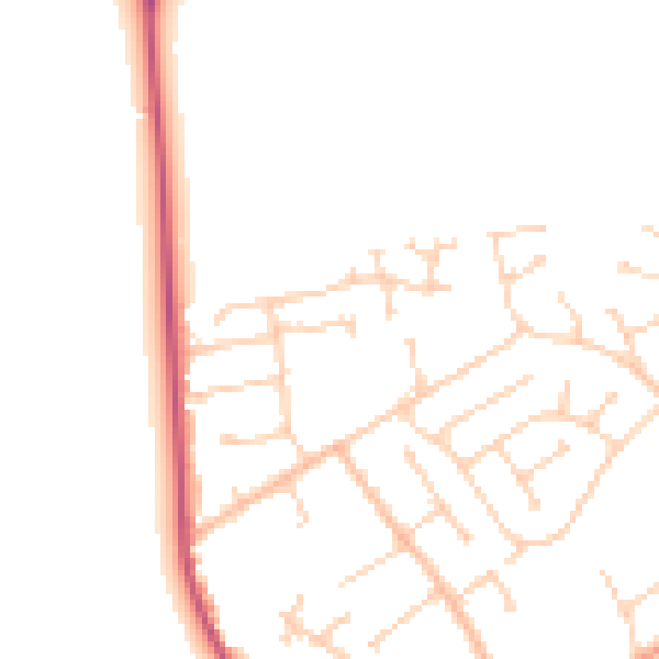 Daytime road noise heatmap for DN20 0BB