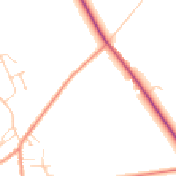 Daytime road noise heatmap for DN20 0DA
