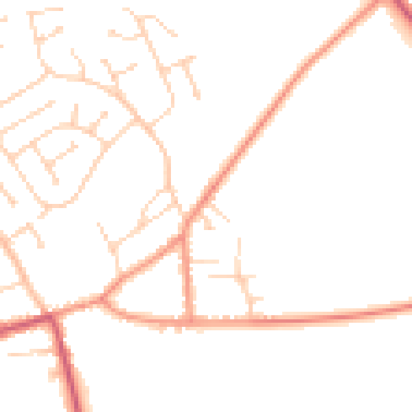 Daytime road noise heatmap for DN20 0DB