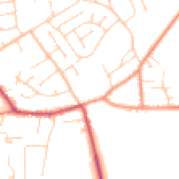 Daytime road noise heatmap for DN20 0DL