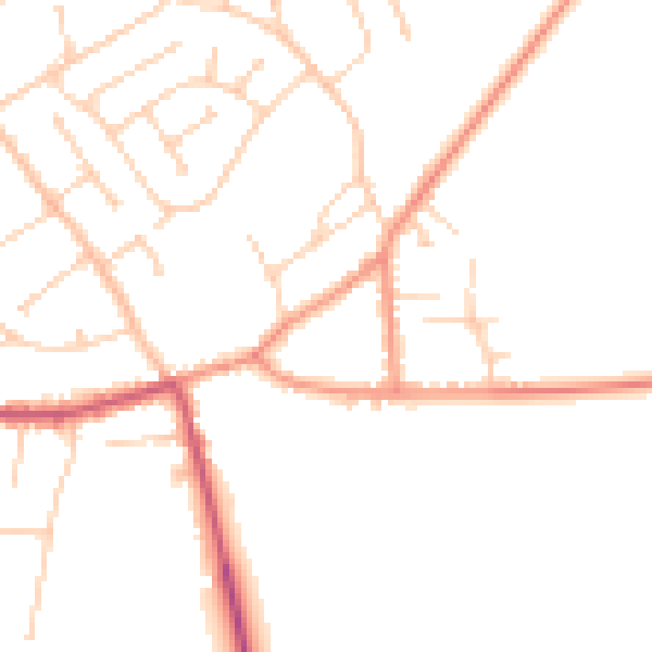 Daytime road noise heatmap for DN20 0DN