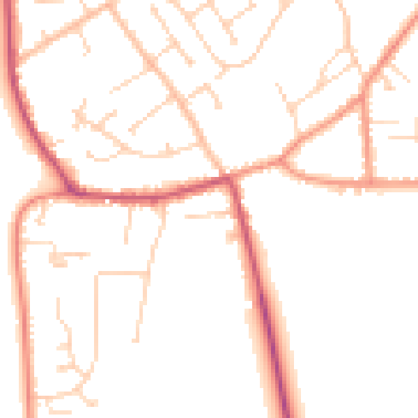 Daytime road noise heatmap for DN20 0FA