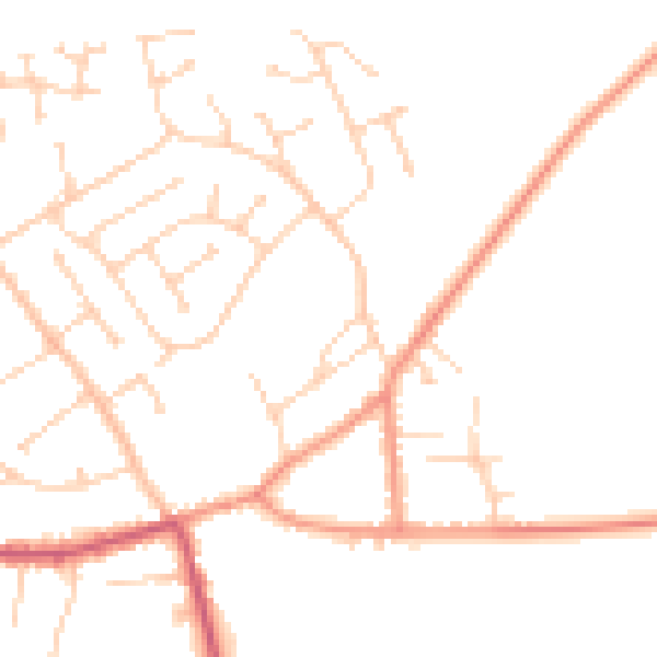 Daytime road noise heatmap for DN20 0HP