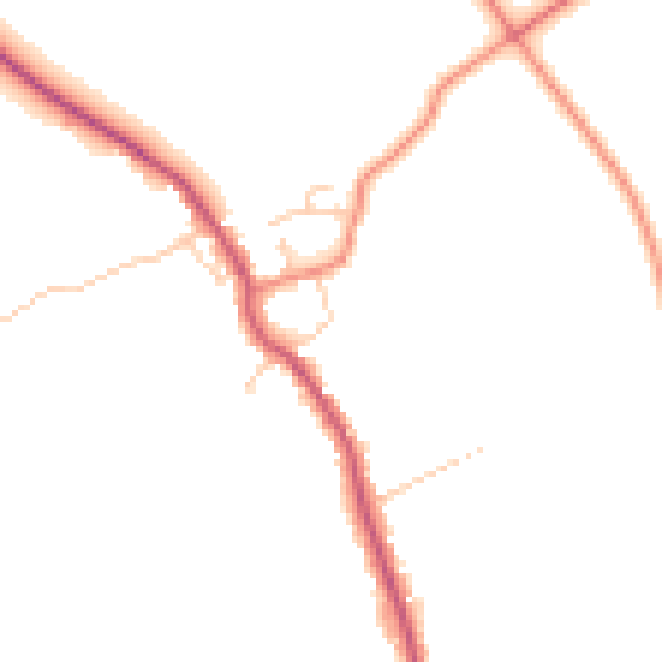 Daytime road noise heatmap for DN20 0PR