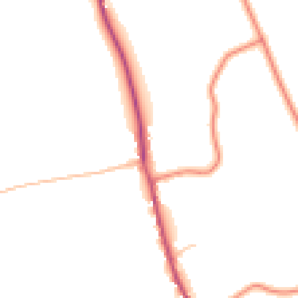 Daytime road noise heatmap for DN20 0QJ