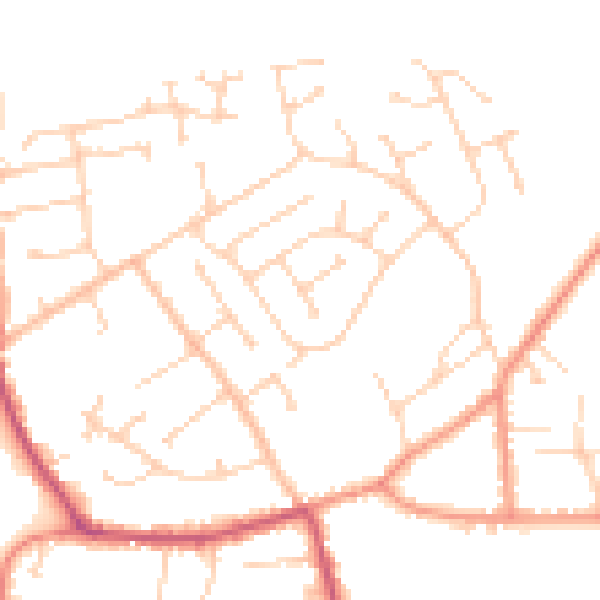 Daytime road noise heatmap for DN20 0SD