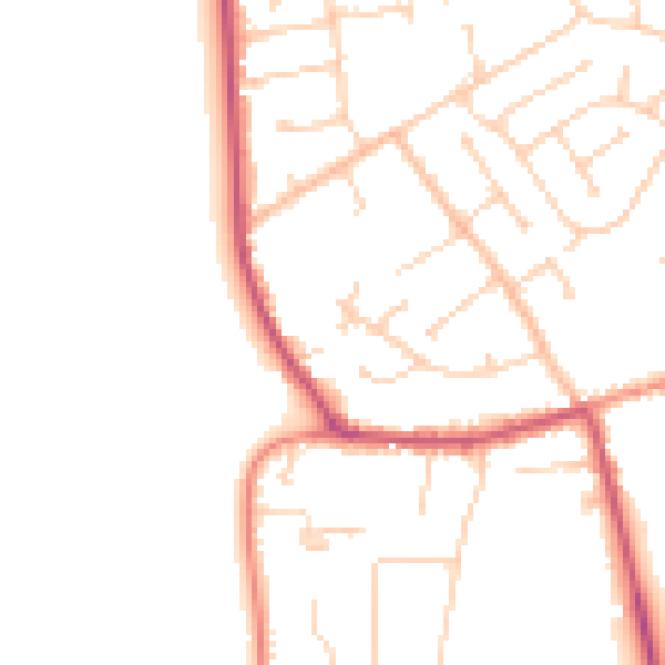 Daytime road noise heatmap for DN20 0UA
