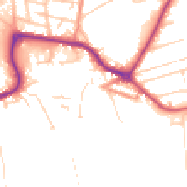 Daytime road noise heatmap for DN20 8BF
