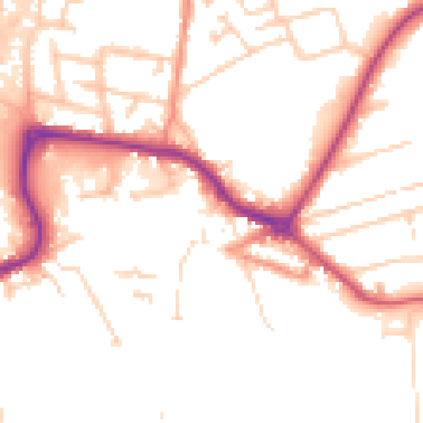 Daytime road noise heatmap for DN20 8JB