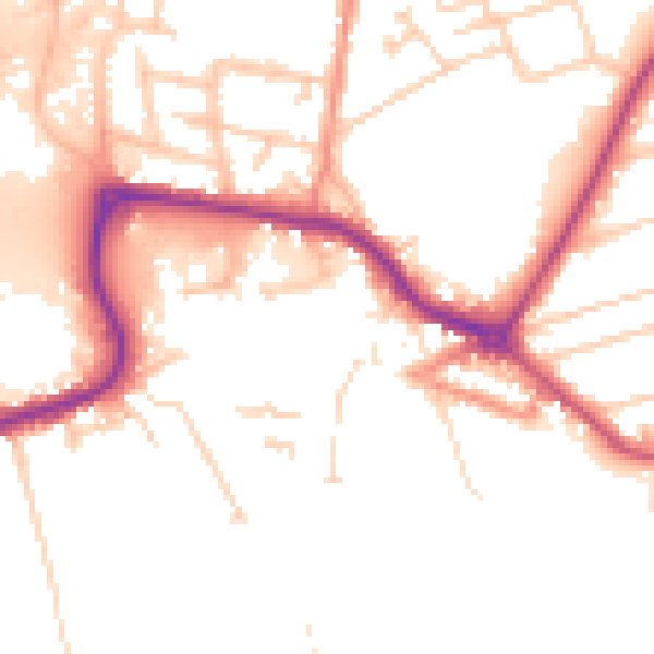 Daytime road noise heatmap for DN20 8JE