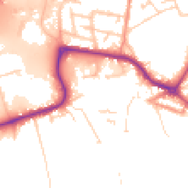 Daytime road noise heatmap for DN20 8LD