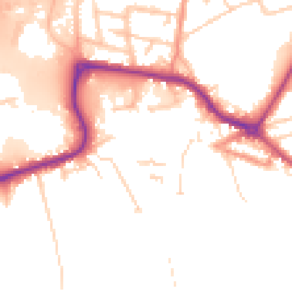 Daytime road noise heatmap for DN20 8NU