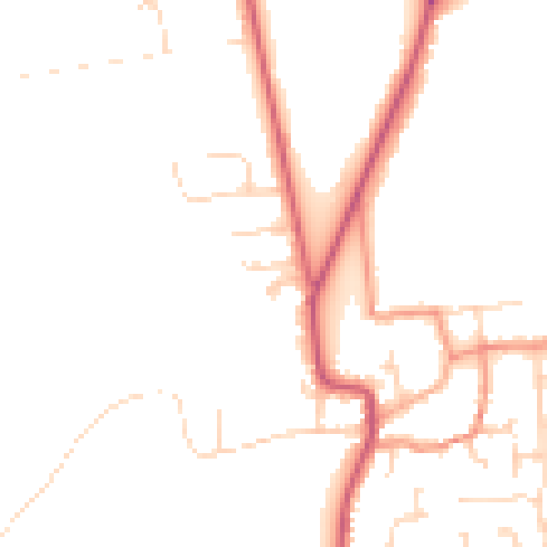 Daytime road noise heatmap for DN20 9DZ