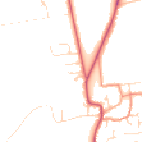 Daytime road noise heatmap for DN20 9GE