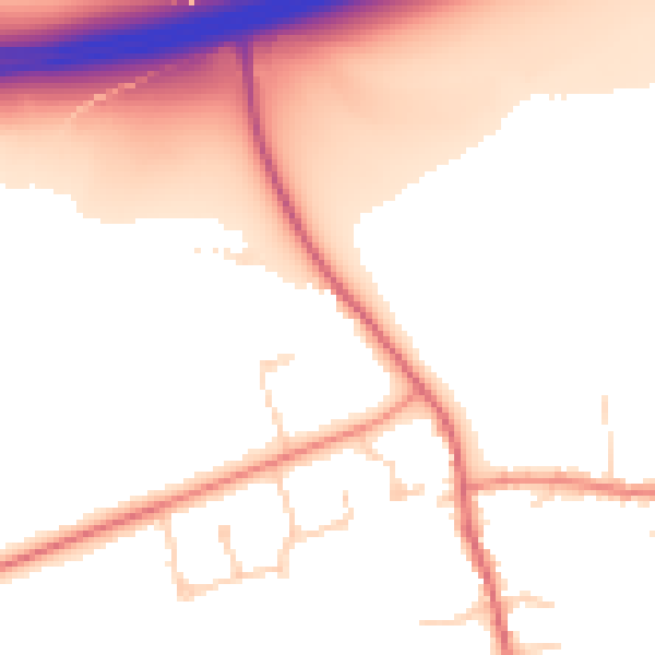 Daytime road noise heatmap for DN20 9GF