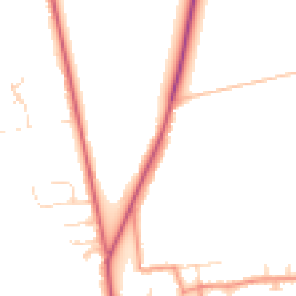 Daytime road noise heatmap for DN20 9PB