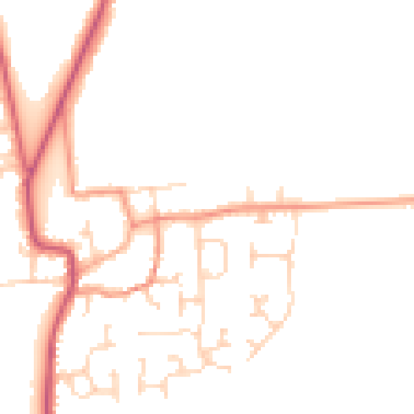 Daytime road noise heatmap for DN20 9PF
