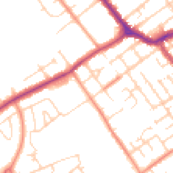 Daytime road noise heatmap for DN35 8EJ