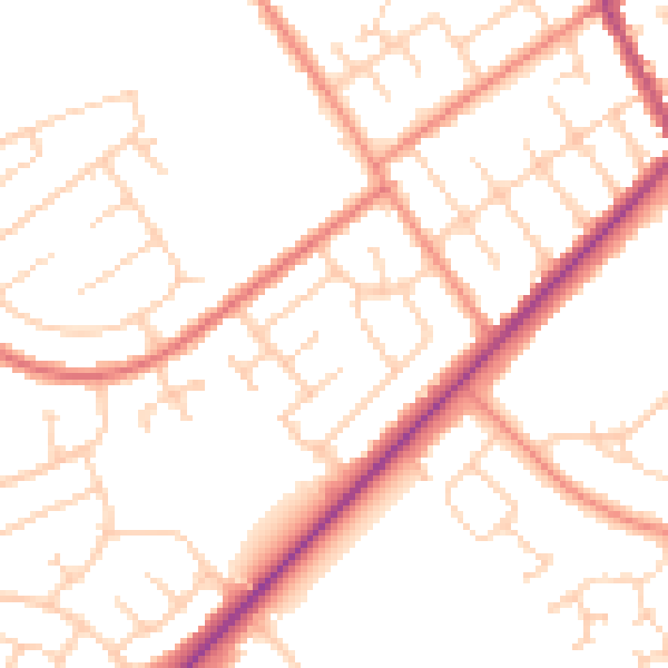 Daytime road noise heatmap for DN35 9AJ