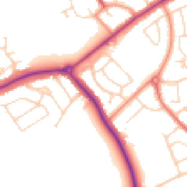 Daytime road noise heatmap for DN35 9NN