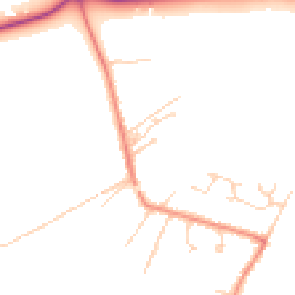 Daytime road noise heatmap for DN38 6BF