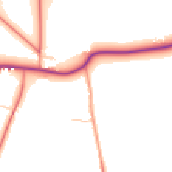 Daytime road noise heatmap for DN38 6DT