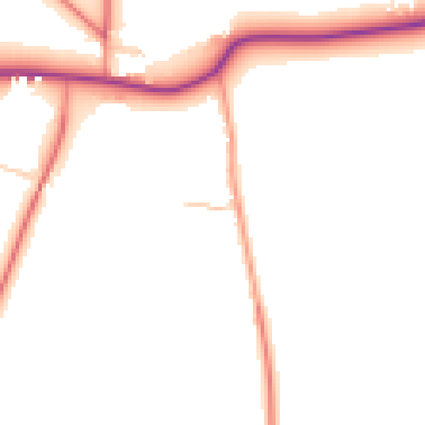 Daytime road noise heatmap for DN38 6DU