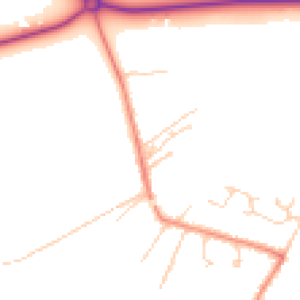 Daytime road noise heatmap for DN38 6JS