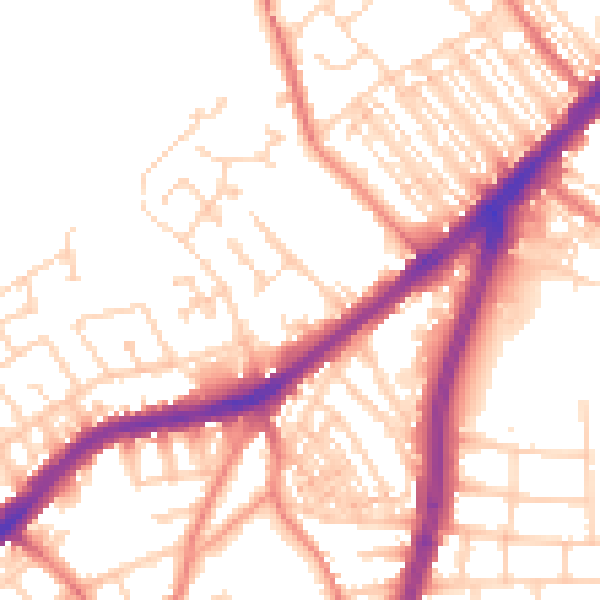 Daytime road noise heatmap for DN4 0AB