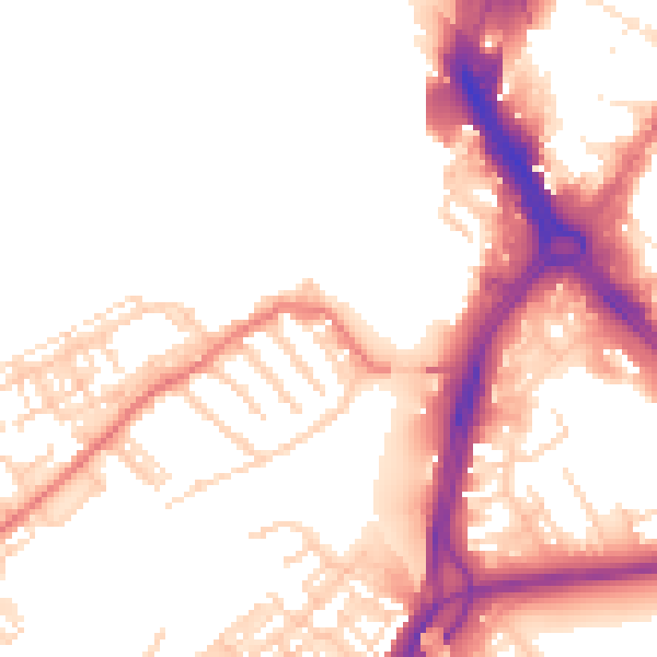 Daytime road noise heatmap for DN4 0AR