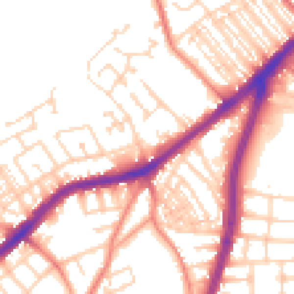 Daytime road noise heatmap for DN4 0AW