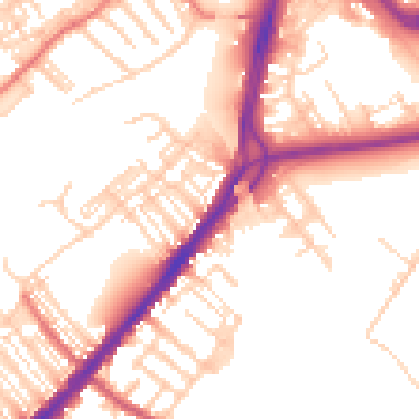 Daytime road noise heatmap for DN4 0JL