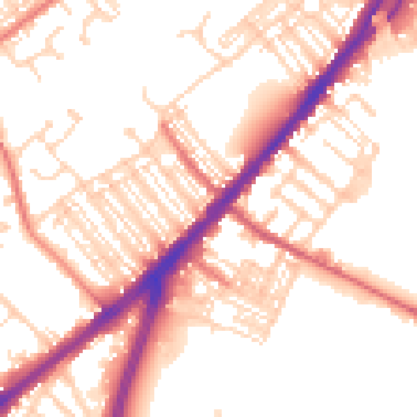 Daytime road noise heatmap for DN4 0NE