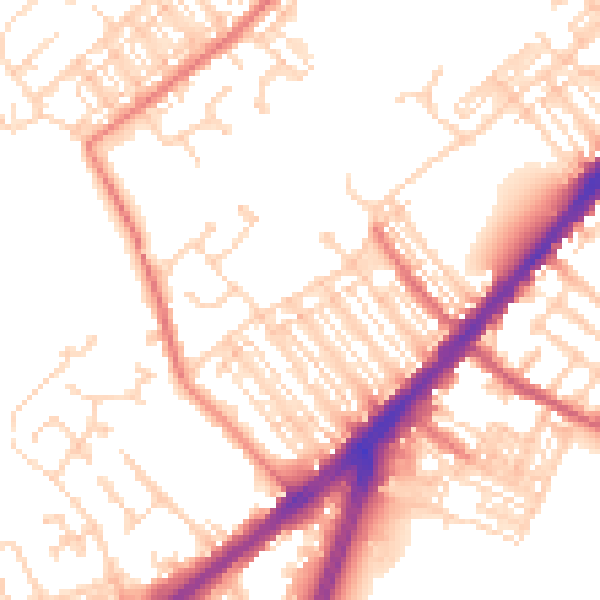 Daytime road noise heatmap for DN4 0QB