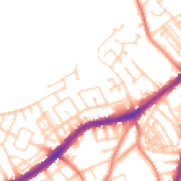 Daytime road noise heatmap for DN4 0SW