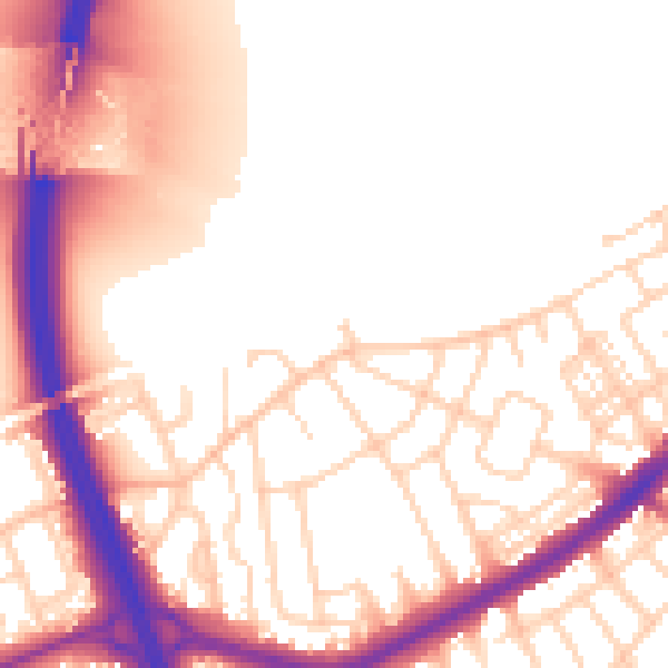 Daytime road noise heatmap for DN4 0UZ