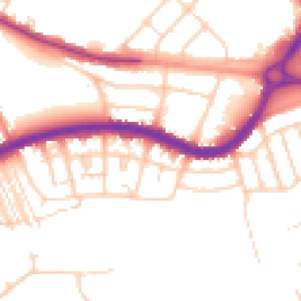 Daytime road noise heatmap for DN4 5BD