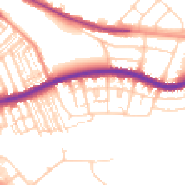 Daytime road noise heatmap for DN4 5BS